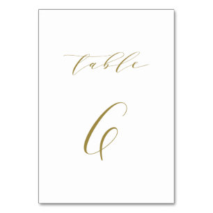 Gold Minimalist Schrift Hochzeitstisch 6 Tischnummer