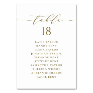 Gold Minimalist Script Wedding Plan Tischnummer