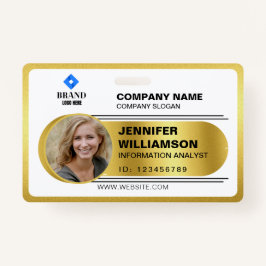 Gold Minimalistisch Business QR Mitarbeiter Foto I Ausweis