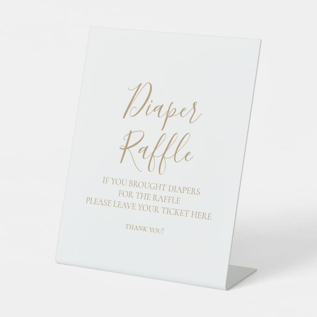 Gold Minimalistisch Diaper Raffle Baby-Zeichen Sockelschild (Vorderseite)