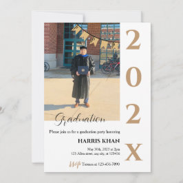 Gold Minimalistisch Graduation Party Einladung