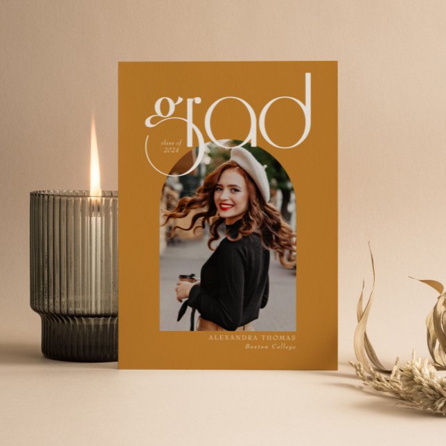 Gold Minimalistisch Modern 5 Arch Foto Abschluss Einladung (Von Creator hochgeladen)