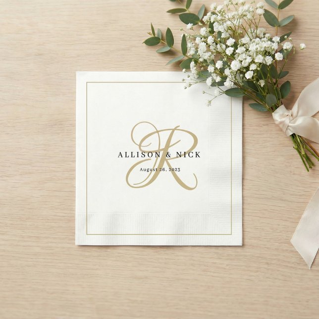 Gold Minimalistisch Monogram Wedding Napkins Serviette (Von Creator hochgeladen)