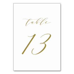 Gold Minimalistisch Script Wedding Tischnummer 13