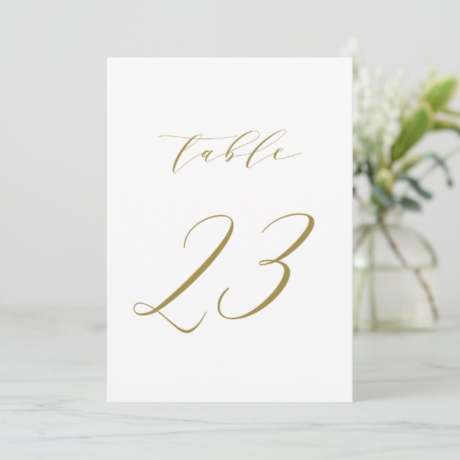 Gold Minimalistisch Script Wedding Tischnummer 23 (Stehend Vorderseite)