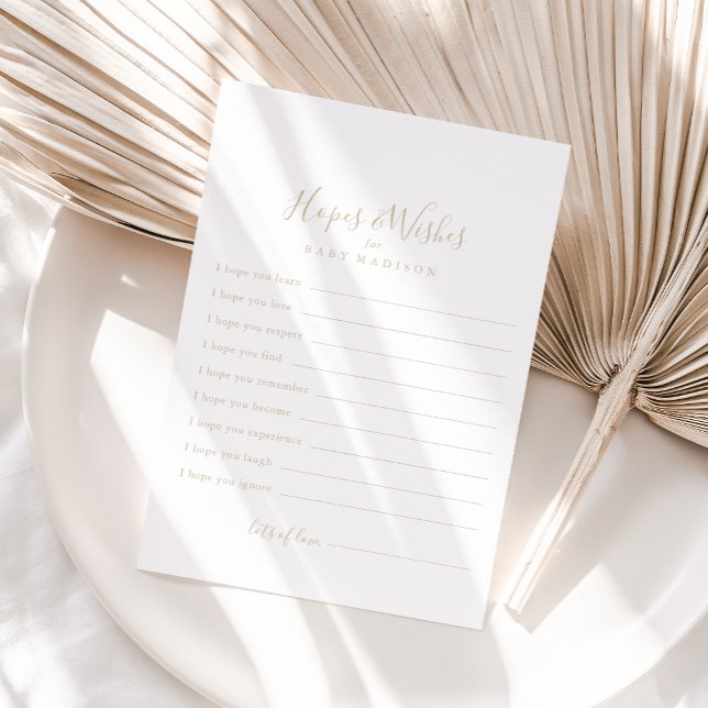 Gold Minimalistische Baby Shower Hopps & Wish Card Postkarte (Von Creator hochgeladen)