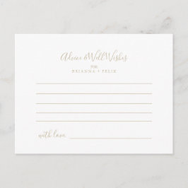 Gold Minimalistische Hochzeitsratenkarte Postkarte