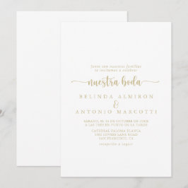 Gold Minimalistische Kalligrafie Nuestra Boda Wedd Einladung