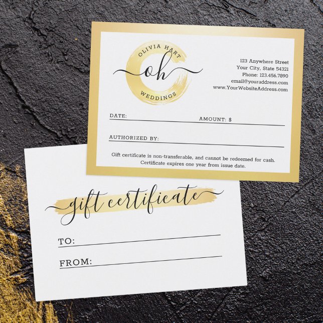 Gold Minimalistische Logo-Geschenkgutschein-Karte  Einladung (Von Creator hochgeladen)