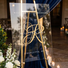 Gold Minimalistische Monogram Clear Wedding Willko Acrylschild