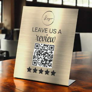 Gold Minimalistische QR Verlasst uns ein Review-Ge Sockelschild
