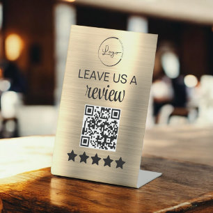 Gold Minimalistische QR Verlasst uns ein Review-Ge Sockelschild
