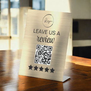 Gold Minimalistische QR Verlasst uns ein Review-Ge Sockelschild