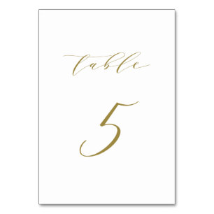 Gold Minimalistische Schrift Hochzeitstisch 5 Tischnummer