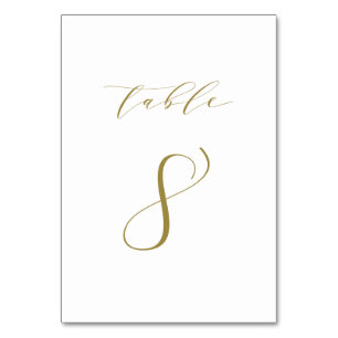 Gold Minimalistische Script-Hochzeit Tischnummer 8