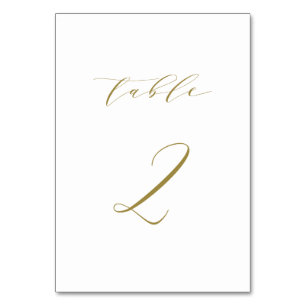 Gold Minimalistische Script-Hochzeitstabelle 2 Tischnummer