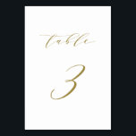 Gold Minimalistische Script-Hochzeitstabelle 3 Tischnummer<br><div class="desc">Tabelle 3. Vervollständigen Sie Ihren Tisch mit dieser eleganten und einfachen Tischnummer-Karte. Es verfügt über ein minimalistisches goldenes Skript mit weißem Hintergrund. Diese Script-Tischnummer ist ideal für Hochzeiten,  Abschluss,  Babyduschen,  Brautpartys und andere Veranstaltungen. Weitere Nummern und Farben sind verfügbar.</div>