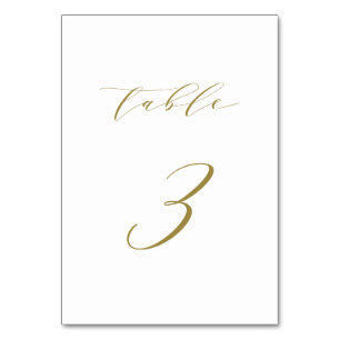 Gold Minimalistische Script-Hochzeitstabelle 3 Tischnummer