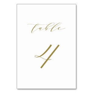 Gold Minimalistische Script-Hochzeitstabelle 4 Tischnummer