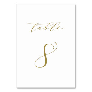 Gold Minimalistische Script-Hochzeitstabelle 8 Tischnummer