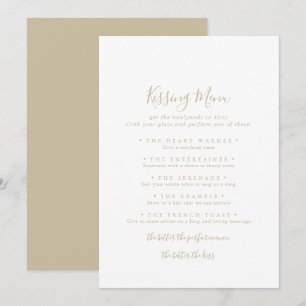 Gold Minimalistische Wedding Kissing Menu Game Car