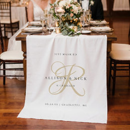 Gold minimalistisches Monogramm Gerade verheiratet Wandteppich