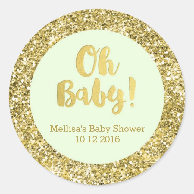 Gold Mint Baby Dusche Oh Baby Fevor Sticker (Vorderseite)
