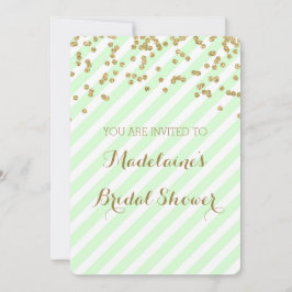 Gold Mint Green Stripes Bridal Dusche Einladungen