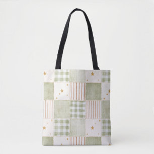 Gold Mint Grün Sterne Streifen Patches Weihnachten Tasche