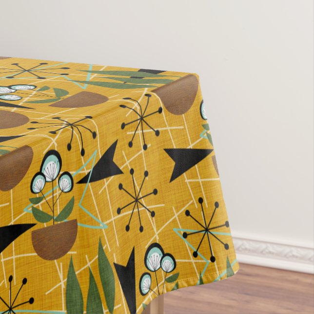 Gold mit Aqua Houseplant | Atomstil Tischdecke (Beispiel)