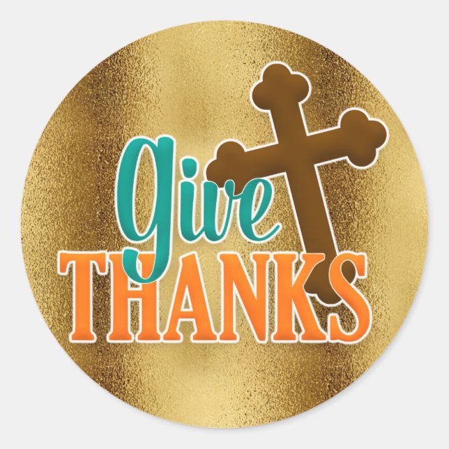 Gold mit Brauner Kreuz Dankeschön Sticker (Vorderseite)