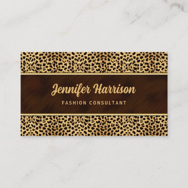 Gold mit Cheetah Animal Print Visitenkarte (Vorderseite)