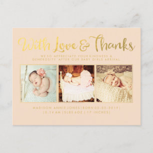 Gold mit Liebeund DankSip u. sehen Postkarte