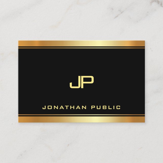 Gold Mit Monogramm Glamour Template Moderner Luxus Visitenkarte (Vorderseite)