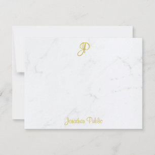 Gold Mit Monogramm Handwriting Script Marble Trend Mitteilungskarte