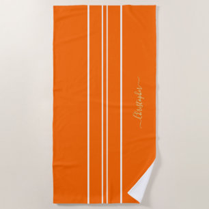 Gold Mit Monogramm Orange Streifen Pool Strandtuch