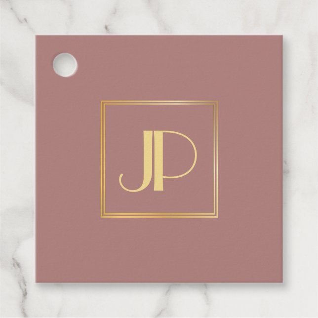 Gold Mit Monogramm Rose Gold Elegante Vorlage Geschenkanhänger (Vorderseite)