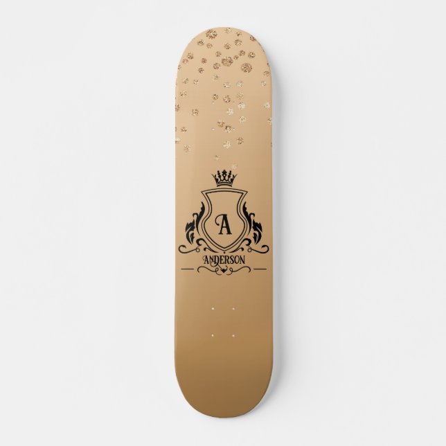 Gold Mit Monogramm Skateboard (Vorne)