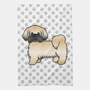 Gold mit schwarzer Maske Shih Tzu Niedlicher Carto Geschirrtuch