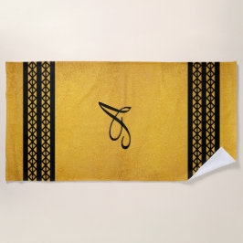 Gold mit vertikalen schwarzen Monogram-Bars & Diam Strandtuch