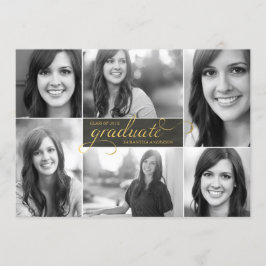 Gold Modern 6 Foto Script Abschluss laden ein Einladung