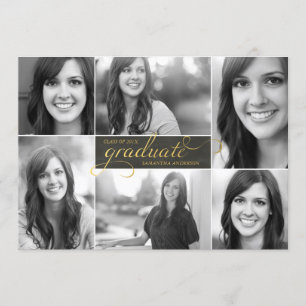 Gold Modern 6 Foto Script Abschluss laden ein Einladung