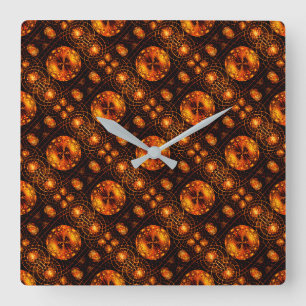 Gold Modern Boho Elegantes Abstrakte Kunstmuster # Quadratische Wanduhr