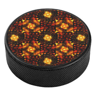Gold Modern Boho Elegantes abstraktes Kunstmuster  Eishockey Puck