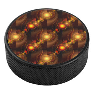 Gold Modern Boho Elegantes abstraktes Kunstmuster  Eishockey Puck