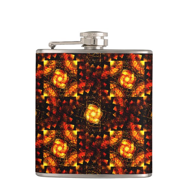 Gold Modern Boho Elegantes abstraktes Kunstmuster  Flachmann (Vorderseite)