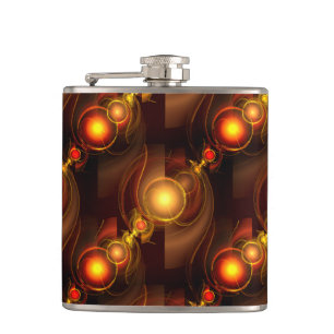 Gold Modern Boho Elegantes abstraktes Kunstmuster  Flachmann