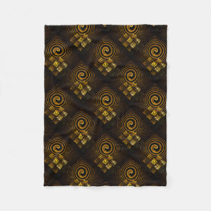Gold Modern Boho Elegantes abstraktes Kunstmuster Fleecedecke