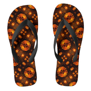 Gold Modern Boho Elegantes abstraktes Kunstmuster Flip Flops