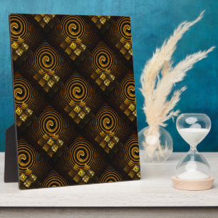 Gold Modern Boho Elegantes abstraktes Kunstmuster  Fotoplatte